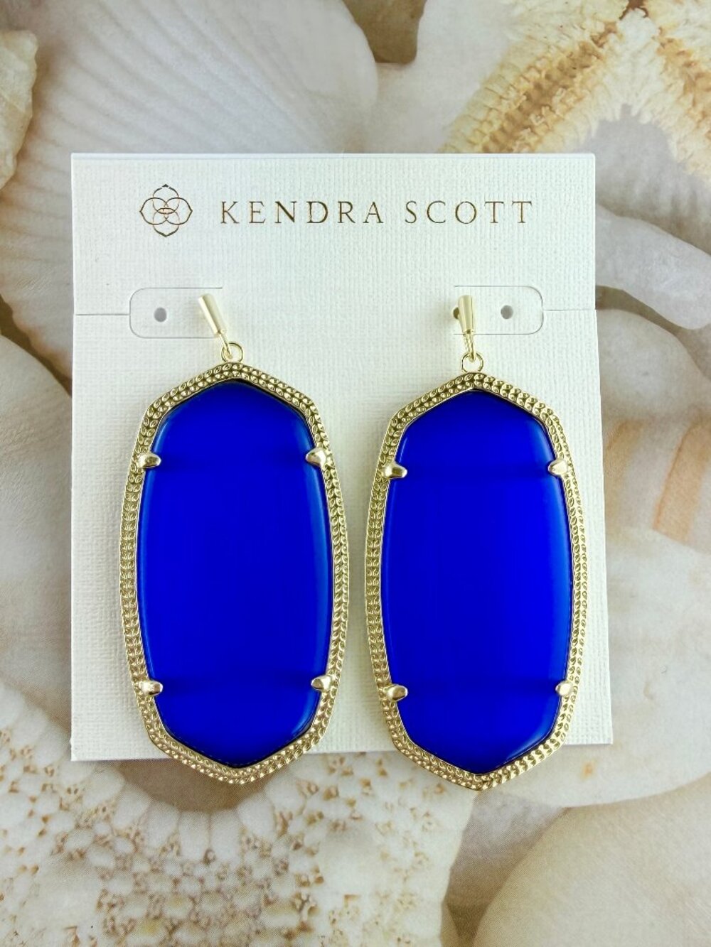 Kendra Scott Danielle Cobalt Blue Gold earrings